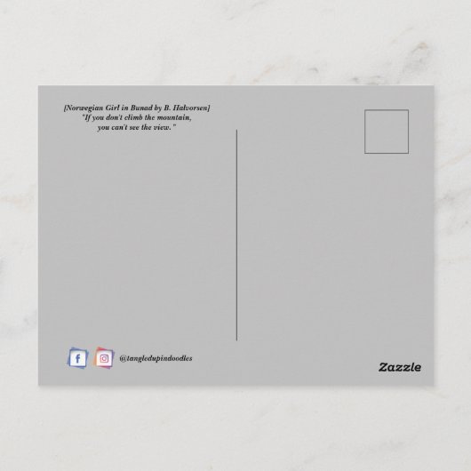 Noors meisje in Bunad Briefkaart (Achterkant)