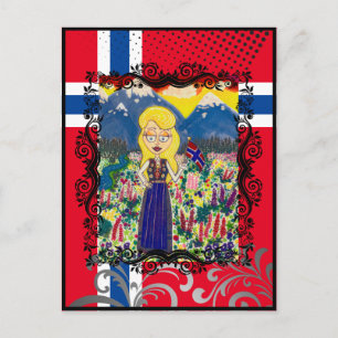 Noors meisje in Bunad Briefkaart