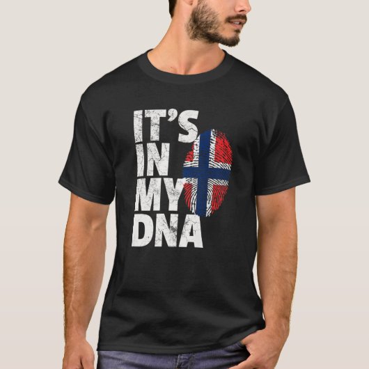 Noors Noorwegen Vlag in MIJN DNA-kerst Gif T-shirt (Voorkant)