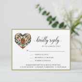 Noors Rosemalin Hart | Beantwoorden | Maaltijdopti RSVP Kaartje (Staand voorkant)