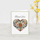 Noors Rosemaling Folk Art Hart | Dank u Kaart (Gele Bloem)