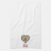 Noors Rosemaling Folk Art Heart gepersonaliseerd Theedoek (Verticaal)