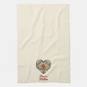 Noors Rosemaling Folk Art Heart gepersonaliseerd Theedoek (Verticaal)