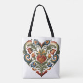 Noors Rosemaling Folk Art Heart, gepersonaliseerd Tote Bag (Achterkant)