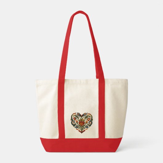 Noors Rosemaling Folk Art Heart gepersonaliseerd Tote Bag (Achterkant)