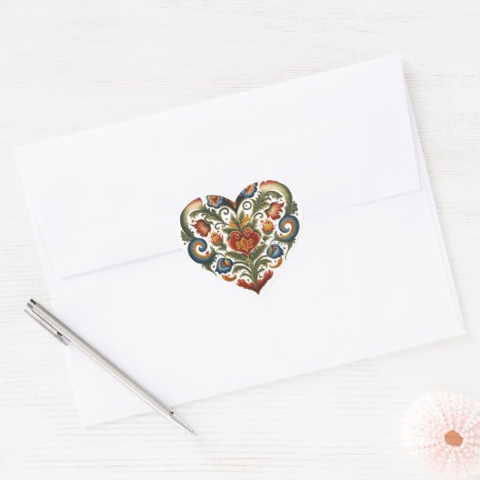 Noors Rosemaling Folk Art Heart Hart Sticker (Envelop)