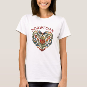 Noors Rosemaling Folk Art Heart Hoodie T-shirt