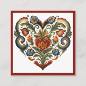 Noors Rosemaling Folk Art Heart Informatiekaartje (Voorkant)