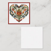 Noors Rosemaling Folk Art Heart Informatiekaartje (Voorkant / Achterkant)