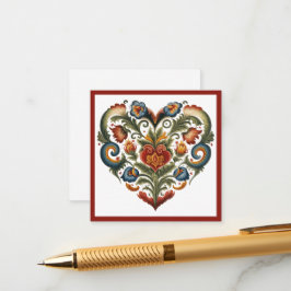 Noors Rosemaling Folk Art Heart Informatiekaartje