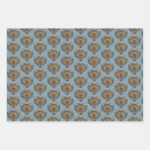 Noors Rosemaling Folk Art Heart Inpakpapier Vel (Voorkant)