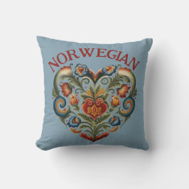 Noors Rosemaling Folk Art Heart Kussen