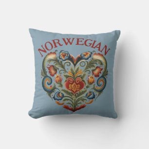 Noors Rosemaling Folk Art Heart Kussen