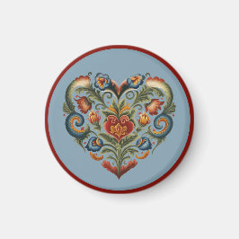 Noors Rosemaling Folk Art Heart Magneet