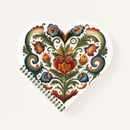 Noors Rosemaling Folk Art Heart Notitieboek