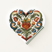 Noors Rosemaling Folk Art Heart Notitieboek (Achterkant)
