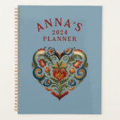 Noors Rosemaling Folk Art Heart Planner (Voorkant)