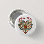 Noors Rosemaling Folk Art Heart Ronde Button 3,2 Cm (Voorkant /achterkant)
