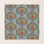 Noors Rosemaling Folk Art Heart scarscarscarf Sjaal<br><div class="desc">Deze sjaal is voorzien van een Noors Rosemaling-stijl Folk Art Heart-ontwerp op een blauwe achtergrond.</div>