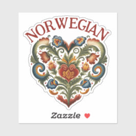 Noors Rosemaling Folk Art Heart Sticker