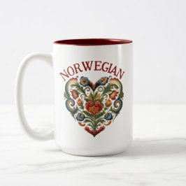 Noors Rosemaling Folk Art Heart Tweekleurige Koffiemok