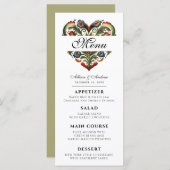 Noors Rosemaling Hart Bewerkbaar Diner Menu (Voorkant / Achterkant)