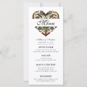 Noors Rosemaling Hart Bewerkbaar Diner Menu (Voorkant)