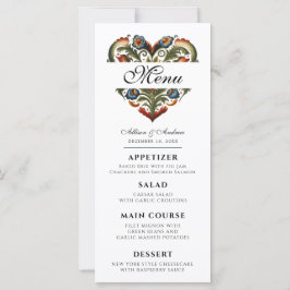 Noors Rosemaling Hart Bewerkbaar Diner Menu