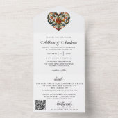 Noors Rosemaling Hart | Huwelijksuitnodiging All In One Uitnodiging (Binnen)