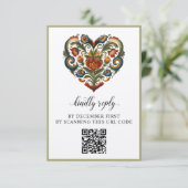 Noors Rosemaling Hart | Response Kaart (Staand voorkant)