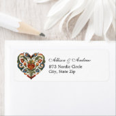 Noors Rosemaling hart retour adres label (Insitu)