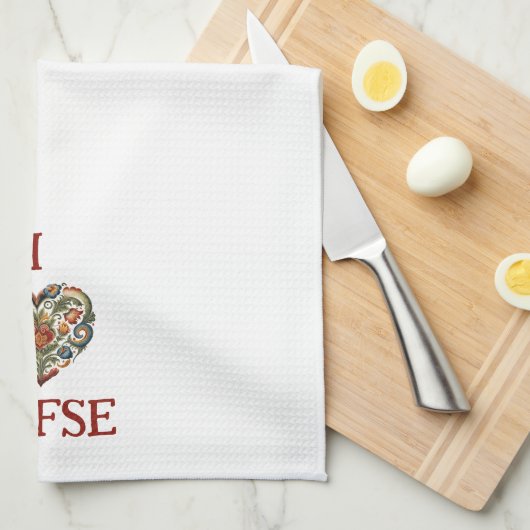 Noors Rosemaling I Love Lefse Theedoek (Quarter Fold)