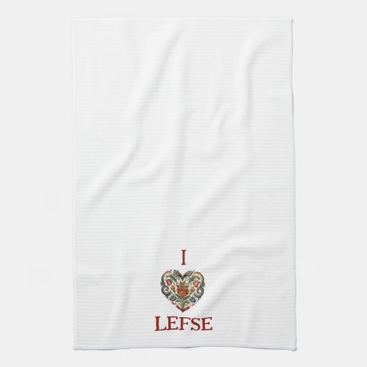Noors Rosemaling I Love Lefse Theedoek (Verticaal)