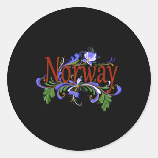 Noors Rosemaling Noorwegen Folk Ronde Sticker (Voorkant)