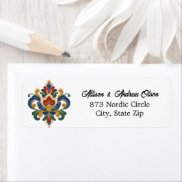 Noors Rosemaling Retouradreslabel Etiket
