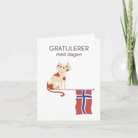 Noors Verjaardag Kaart – Gratulerer med dagen (Voorkant)