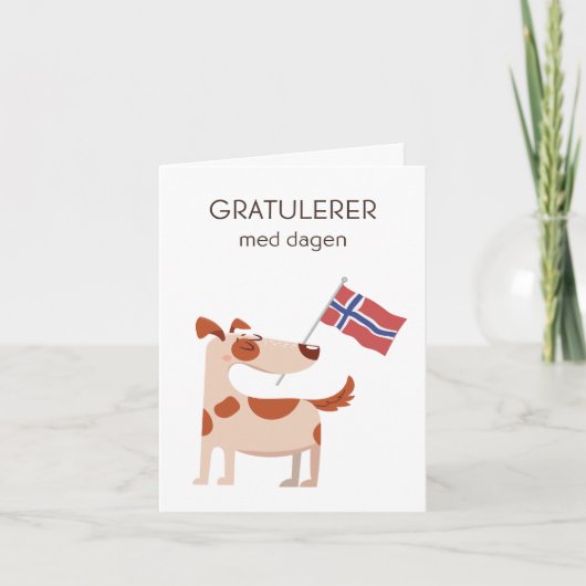 Noors Verjaardag Kaart – Gratulerer med dagen (Voorkant)