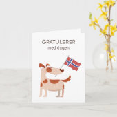 Noors Verjaardag Kaart – Gratulerer med dagen (Gele Bloem)