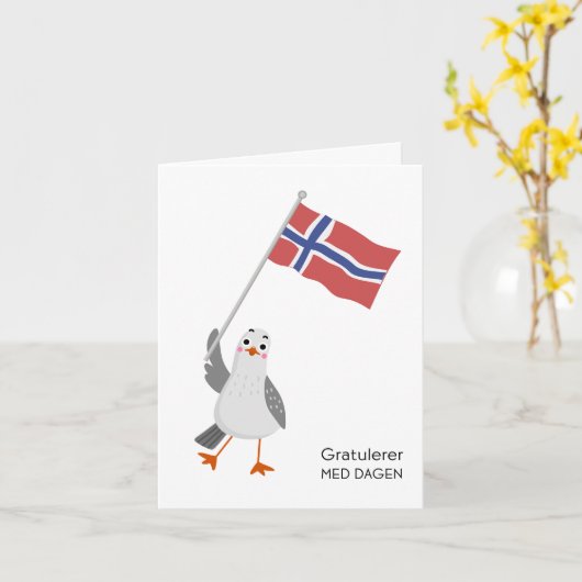 Noors Verjaardag Kaart – Gratulerer med dagen (Gele Bloem)