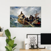 Noors Vikings Land in IJsland Jaar 872 Poster (Thuiskantoor)