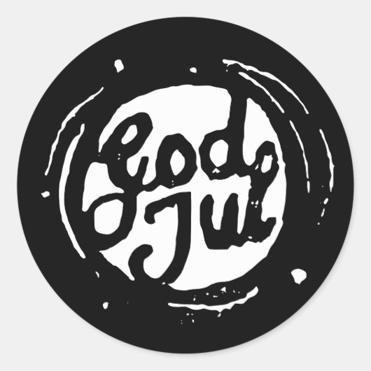 Noors "Vrolijk kerstfeest" Lino Print Sticker (Voorkant)