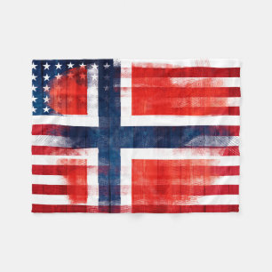 Noorse Amerikaanse vlag Hout- en schildlijnen Fleece Deken