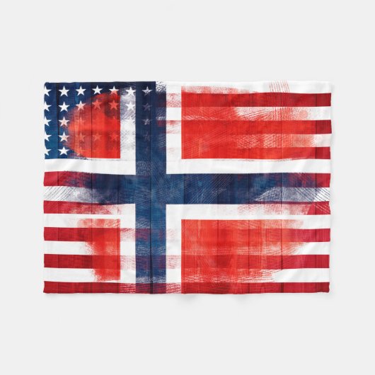 Noorse Amerikaanse vlag | Hout- en schildlijnen Fleece Deken (Voorkant (Horizontaal))