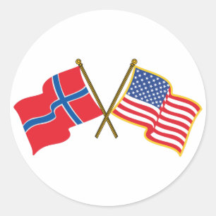 Noorse Amerikaanse vlaggen Ronde Sticker