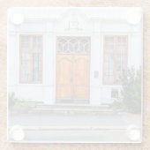 Noorse art nouveau deur glazen onderzetter (Achterkant)