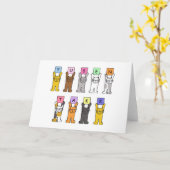 Noorse Bedankt Tusen Takk Cartoon Cats Kaart (Gele Bloem)