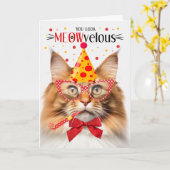 Noorse bos kat rood MEOWvelous verjaardag Kaart (Gele Bloem)