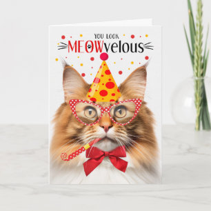 Noorse bos kat rood MEOWvelous verjaardag Kaart