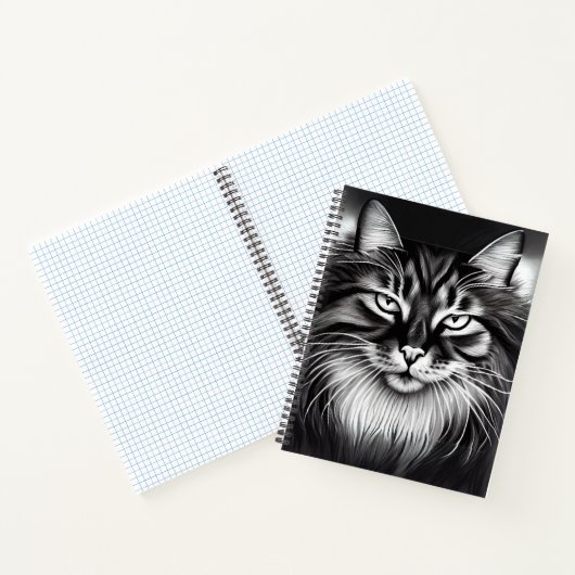 Noorse Boskat in zwart-wit dagboek Notitieboek (Binnen)