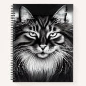 Noorse Boskat in zwart-wit dagboek Notitieboek (Voorkant)